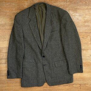 Vintage Mens Tweed Blazer Size 40R 1980s Woven Wool Sport Coat Suit Jacket